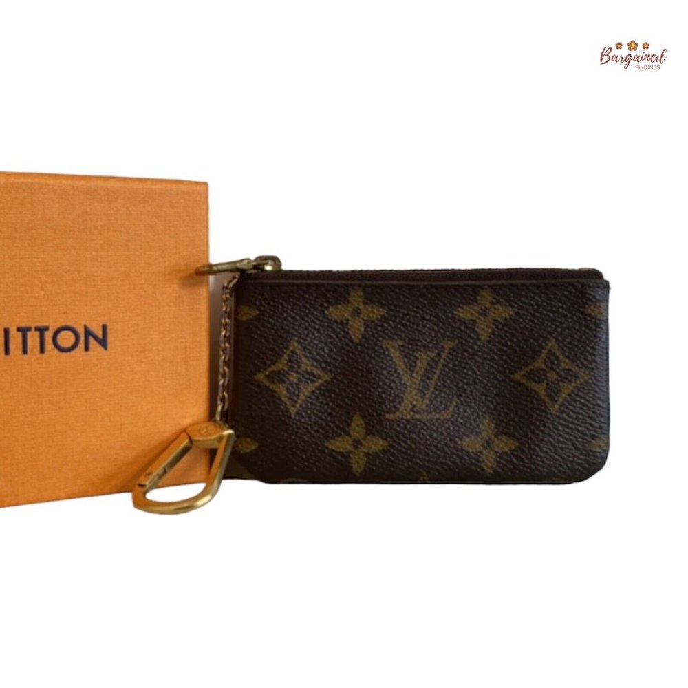 Authentic Louis Vuitton Vintage Monogram Coated Canvas Leather Coin Key Pouch